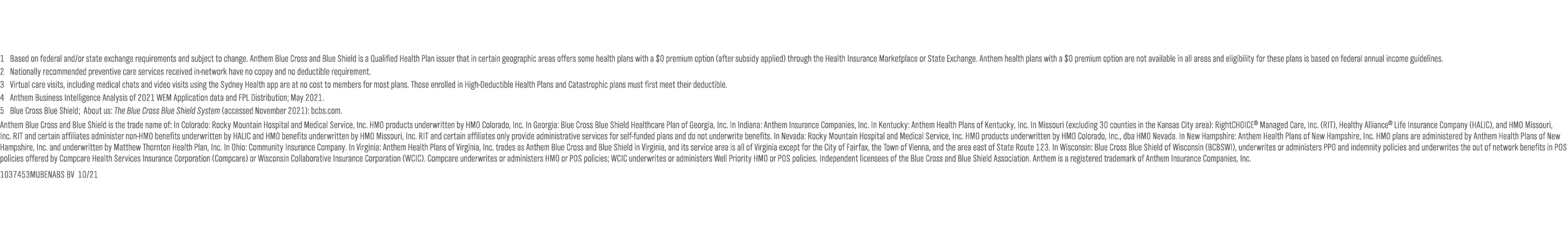 1 Based on federal and or state exchange requirements and subject to change  Anthem Blue Cross and Blue Shield is a Q   