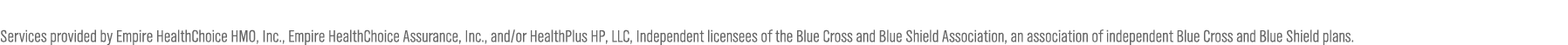 Services provided by Empire HealthChoice HMO, Inc , Empire HealthChoice Assurance, Inc , and or HealthPlus HP, LLC, Independent licensees of the Blue Cross and Blue Shield Association, an association of independent Blue Cross and Blue Shield plans 