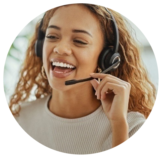 Photo of a female family advocate with headset