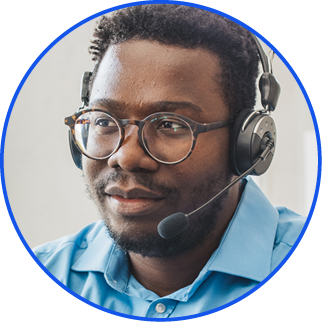Photo of a male clinical advocate with headset