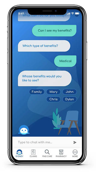 Photo of the Sydney app on a smartphone
