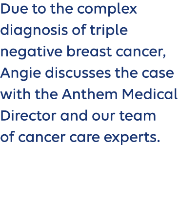Due to the complex diagnosis of triple negative breast cancer, Angie discusses the case with the Anthem Medical Direc...