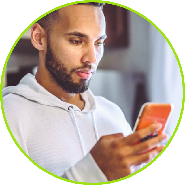 Picture of man looking at his smart phone